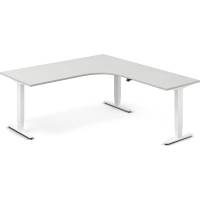 Office hæve-sænkebord 180x200cm i lys grå med hvidt stel højrevendt