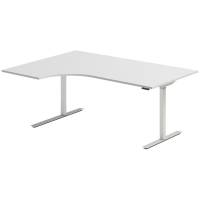 Office hæve-sænkebord 180x120cm i lys grå med alugråt stel venstrevendt