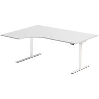 Office hæve-sænkebord 180x120cm i lys grå med hvidt stel venstrevendt