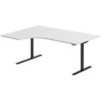 Office hæve-sænkebord 180x120cm i lys grå med sort stel venstrevendt