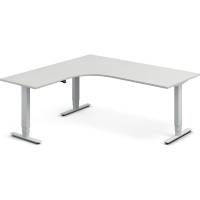 Office hæve-sænkebord 180x180cm i lys grå med alugråt stel venstrevendt