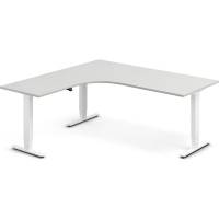 Office hæve-sænkebord 180x180cm i lys grå med hvidt stel venstrevendt
