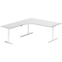 Office hæve-sænkebord 180x200cm i lys grå med hvidt stel venstrevendt