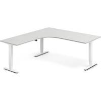 Office h&aelig;ve-s&aelig;nkebord 180x200cm i lys gr&aring; med hvidt stel venstrevendt
