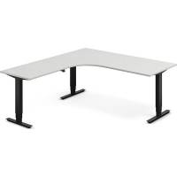 Office h&aelig;ve-s&aelig;nkebord 180x200cm i lys gr&aring; med sort stel venstrevendt