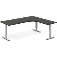 Office hæve-sænkebord 200x180cm i antracit med alugråt stel højrevendt