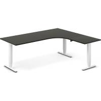 Office hæve-sænkebord 200x180cm i antracit med hvidt stel højrevendt