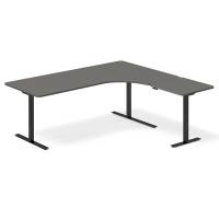 Office hæve-sænkebord 200x180cm i antracit med sort stel højrevendt