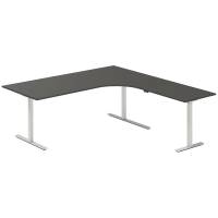 Office hæve-sænkebord 200x200cm i antracit med alugråt stel højrevendt