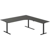 Office hæve-sænkebord 200x200cm i antracit med sort stel højrevendt
