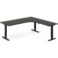Office hæve-sænkebord 200x200cm i antracit med sort stel højrevendt