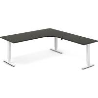 Office hæve-sænkebord 200x220cm i antracit med hvidt stel højrevendt