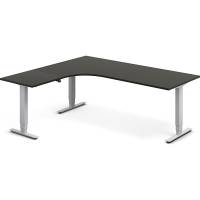 Office hæve-sænkebord 200x180cm i antracit med alugråt stel venstrevendt