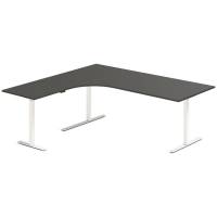Office hæve-sænkebord 200x180cm i antracit med hvidt stel venstrevendt