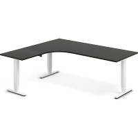 Office hæve-sænkebord 200x180cm i antracit med hvidt stel venstrevendt