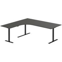 Office hæve-sænkebord 200x180cm i antracit med sort stel venstrevendt