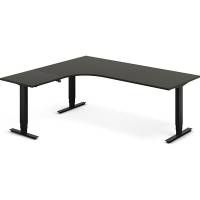 Office hæve-sænkebord 200x180cm i antracit med sort stel venstrevendt