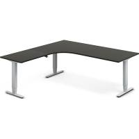 Office hæve-sænkebord 200x200cm i antracit med alugråt stel venstrevendt