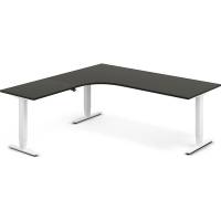 Office hæve-sænkebord 200x200cm i antracit med hvidt stel venstrevendt