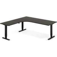 Office hæve-sænkebord 200x200cm i antracit med sort stel venstrevendt