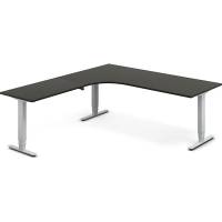 Office hæve-sænkebord 200x220cm i antracit med alugråt stel venstrevendt