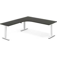 Office hæve-sænkebord 200x220cm i antracit med hvidt stel venstrevendt