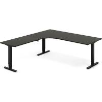Office hæve-sænkebord 200x220cm i antracit med sort stel venstrevendt