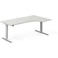 Office hæve-sænkebord 200x120cm i lys grå med alugråt stel højrevendt