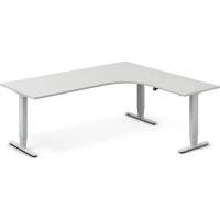 Office hæve-sænkebord 200x180cm i lys grå med alugråt stel højrevendt