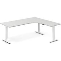 Office hæve-sænkebord 200x180cm i lys grå med hvidt stel højrevendt