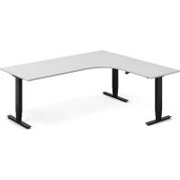 Office h&aelig;ve-s&aelig;nkebord 200x180cm i lys gr&aring; med sort stel h&oslash;jrevendt