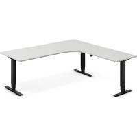 Office h&aelig;ve-s&aelig;nkebord 200x200cm i lys gr&aring; med sort stel h&oslash;jrevendt