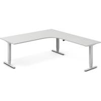 Office hæve-sænkebord 200x220cm i lys grå med alugråt stel højrevendt