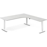 Office hæve-sænkebord 200x220cm i lys grå med hvidt stel højrevendt