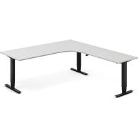 Office hæve-sænkebord 200x220cm i lys grå med sort stel højrevendt