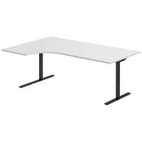 Office hæve-sænkebord 200x120cm i lys grå med sort stel venstrevendt