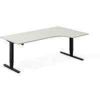 Office h&aelig;ve-s&aelig;nkebord 200x120cm i lys gr&aring; med sort stel venstrevendt