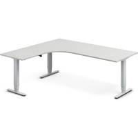 Office hæve-sænkebord 200x180cm i lys grå med alugråt stel venstrevendt
