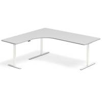 Office hæve-sænkebord 200x180cm i lys grå med hvidt stel venstrevendt
