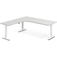 Office h&aelig;ve-s&aelig;nkebord 200x200cm i lys gr&aring; med alugr&aring;t stel venstrevendt