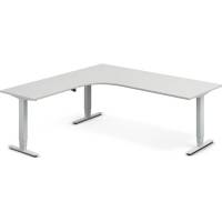 Office h&aelig;ve-s&aelig;nkebord 200x200cm i lys gr&aring; med hvidt stel venstrevendt