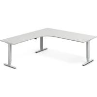 Office hæve-sænkebord 200x220cm i lys grå med alugråt stel venstrevendt
