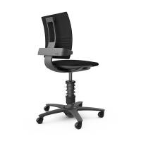 Balancestol 3Dee med hjul 420-560mm sort s&aelig;de og sort stel