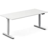 Office h&aelig;ve-s&aelig;nkebord 180x80cm hvid med s&oslash;lv stel