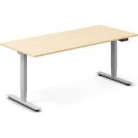 Office h&aelig;ve-s&aelig;nkebord 180x80cm i birk med s&oslash;lv stel