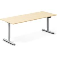 Office hæve-sænkebord 200x80cm i birk med sølv stel