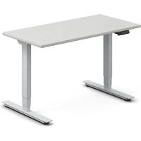 Office h&aelig;ve-s&aelig;nkebord 120x60cm lysgr&aring; med s&oslash;lv stel