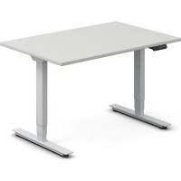 Office h&aelig;ve-s&aelig;nkebord 120x80cm lysgr&aring; med s&oslash;lv stel