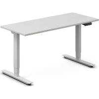 Office hæve-sænkebord 140x60cm lysgrå med sølv stel