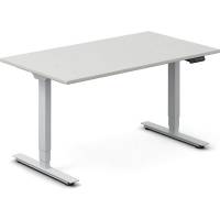 Office hæve-sænkebord 140x80cm lysgrå med sølv stel